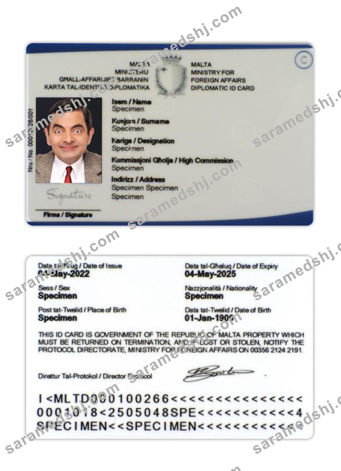 Malta diplomatic ID card